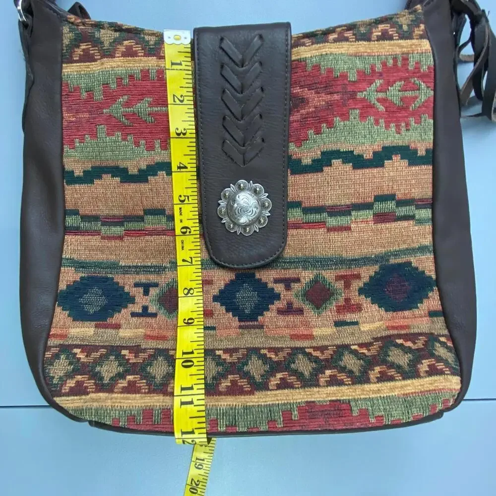 American West Santa Fe Tapestry Multi-Color SW Leather Handbag Bag